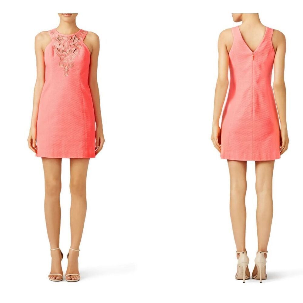 Lilly Pulitzer Womens Sleeveless Embroidered Pink Largo Cut Out Shift Dress Size